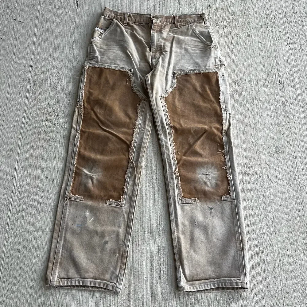 Carhartt faded brown double knee work wear carpenter pants